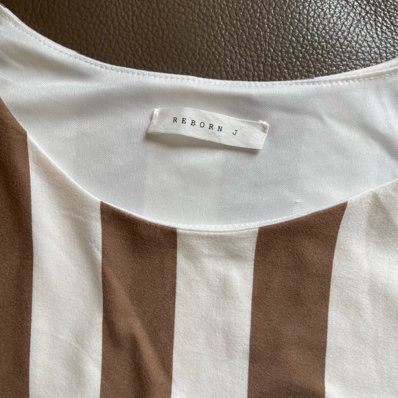 Taupe Cream Stripe Dress - Picture 4 of 5